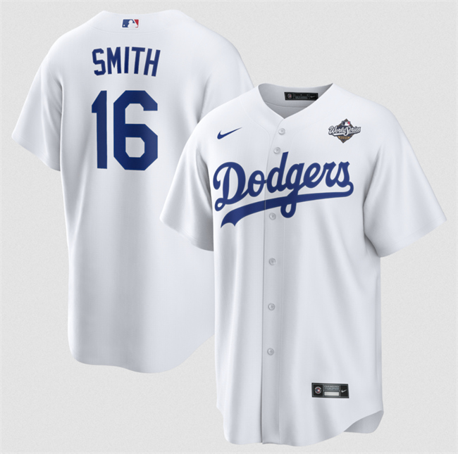 Men's White Los Angeles Dodgers #16 Will Smith 2025 World Series Home Cool Base Stitched Baseball Jersey